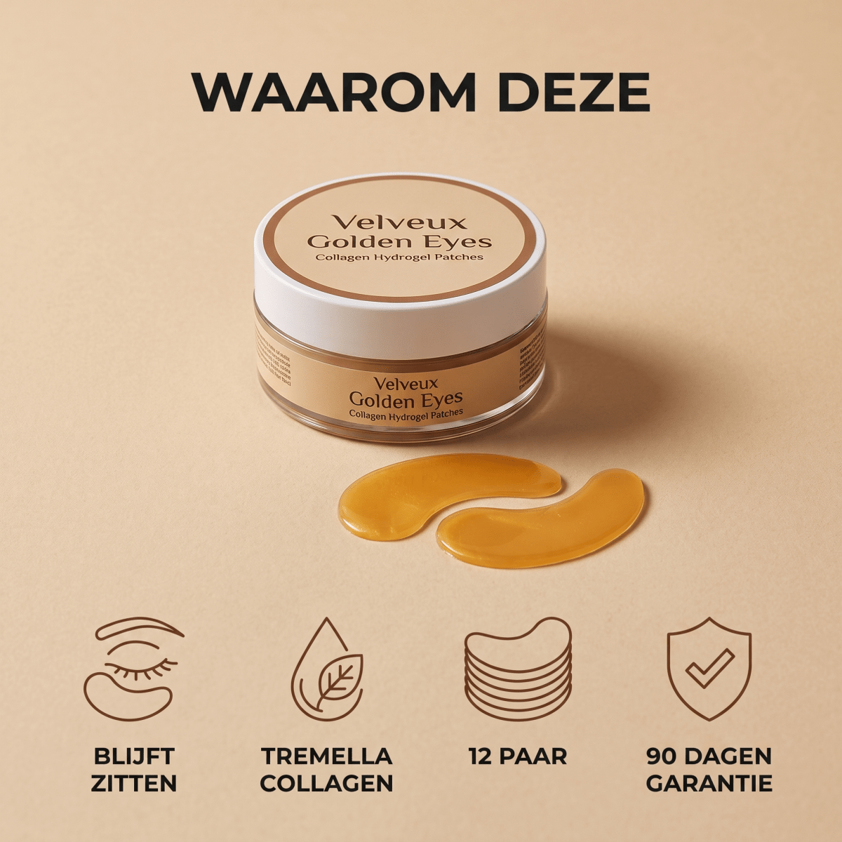 Golden eyes - Collageen oogmaskers - VelveuxNL - 8720256752028 - Vegan en Natuurlijke skincare routine's