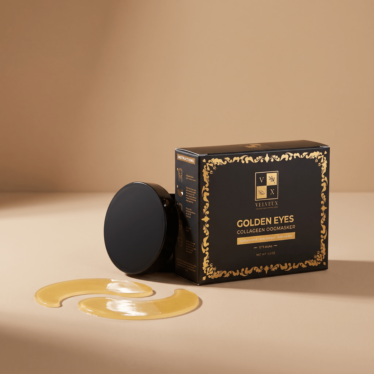 Golden eyes - Collageen oogmaskers - VelveuxNL - 8720256752028 - Vegan en Natuurlijke skincare routine's