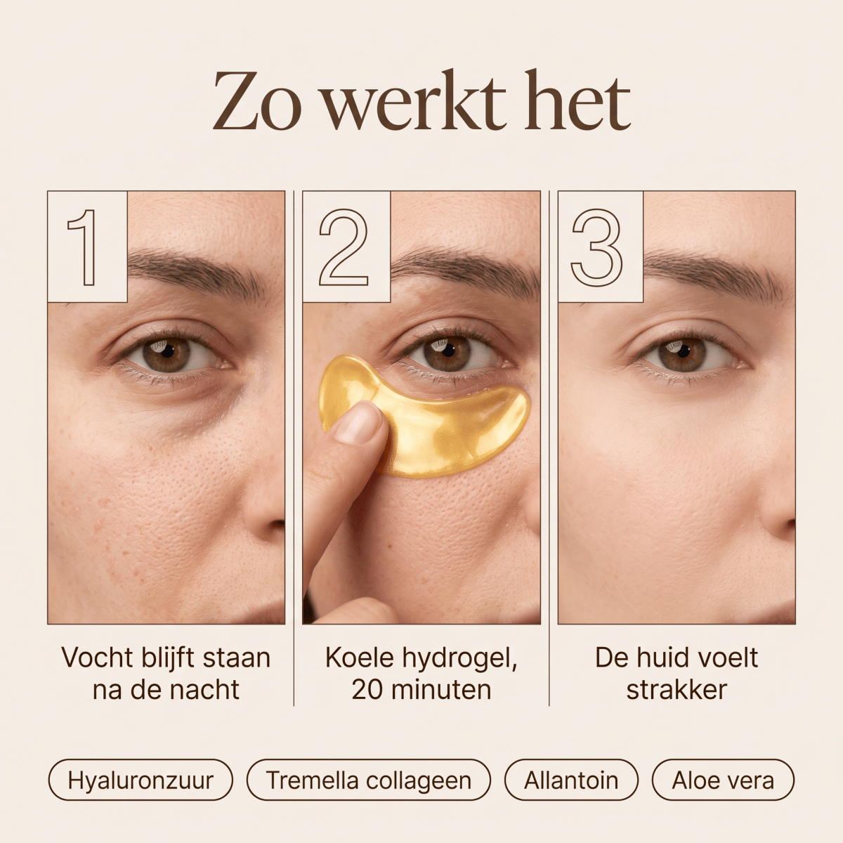 Golden eyes - Collageen oogmaskers - VelveuxNL - 8720256752028 - Vegan en Natuurlijke skincare routine's