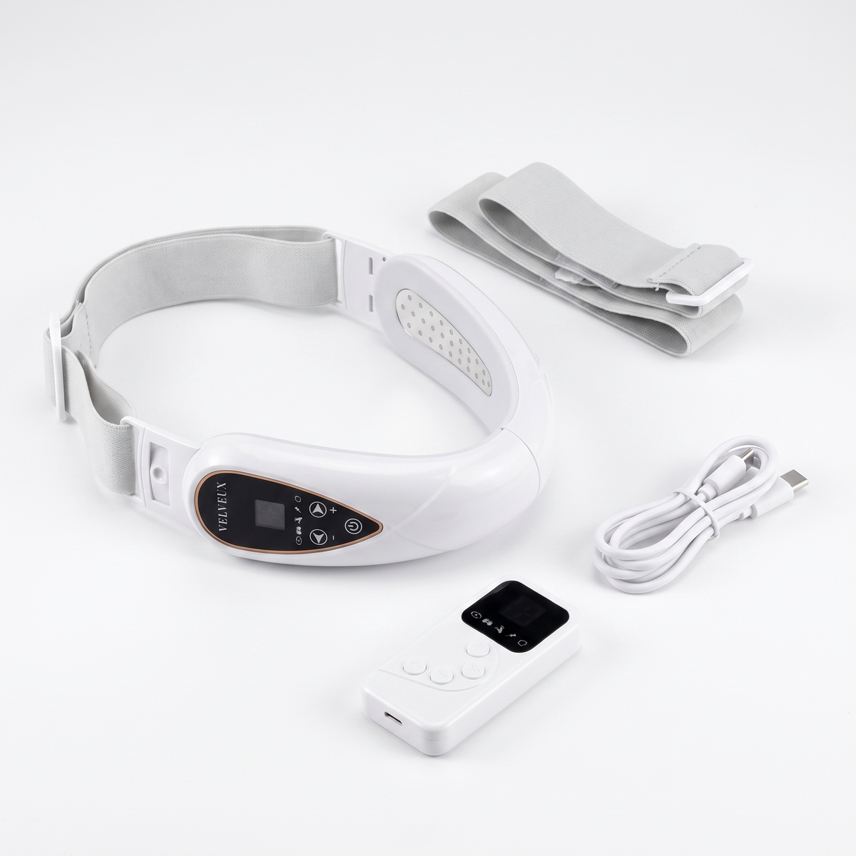Velveux LiftGlow roodlicht lifting-apparaat compleet met afstandsbediening, USB-C-kabel en hoofdbanden