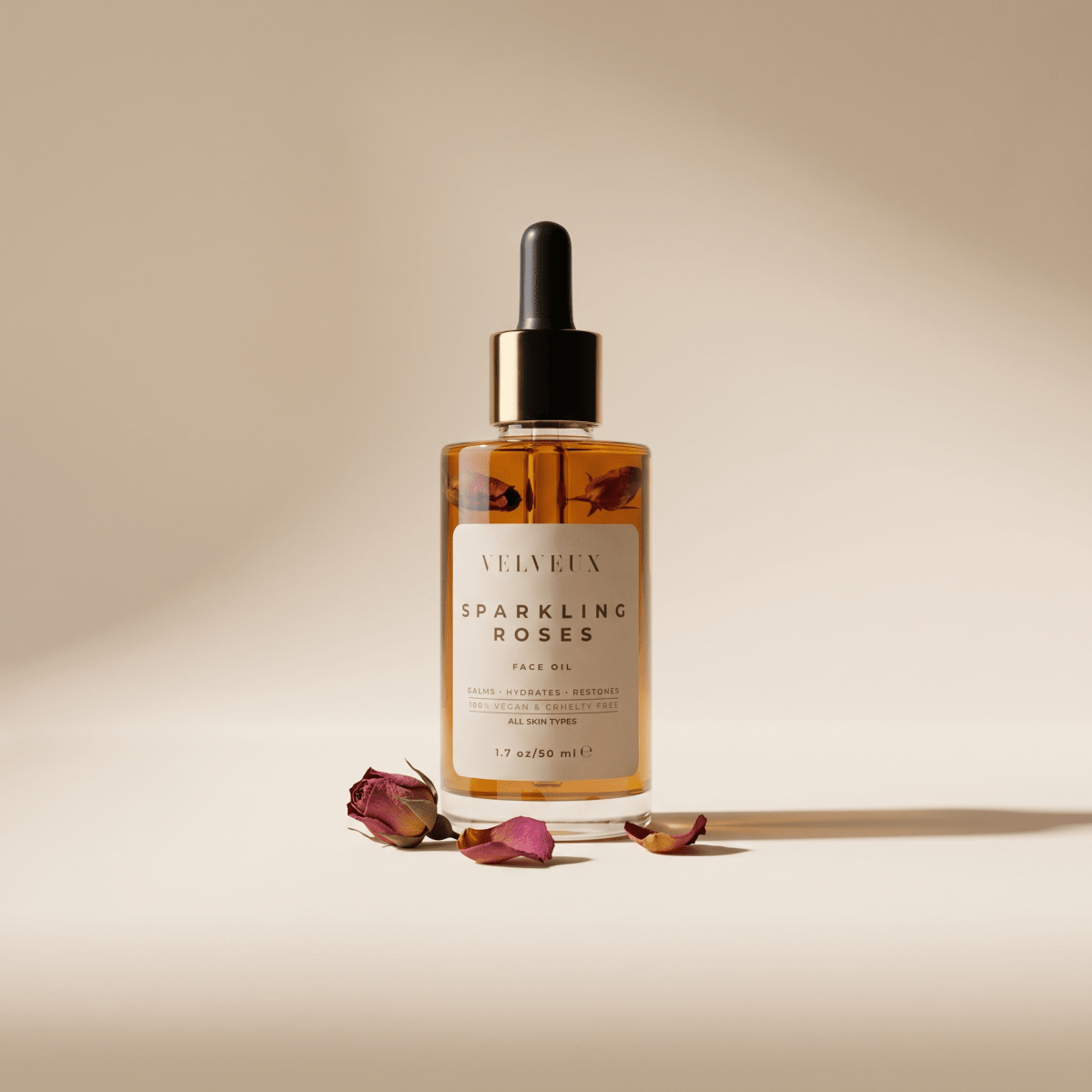 Rozen gezichtsolie tegen eczeem, irritaties en roodheid - VelveuxNL - 8720256752165 - Vegan en Natuurlijke skincare routine's